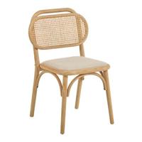 Kave Home Eetkamerstoel 'Doriane' Eikenhout en Rotan, kleur Naturel - thumbnail