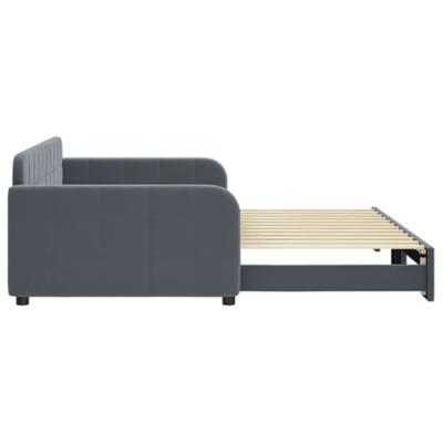 Slaapbank met onderschuifbed 100x200 cm fluweel donkergrijs