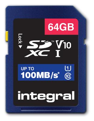 Integral INSDX64G-100V10 flashgeheugen 64 GB SD UHS-I Integral INSDX64G-100V10 flashgeheugen 64 GB SD UHS-I