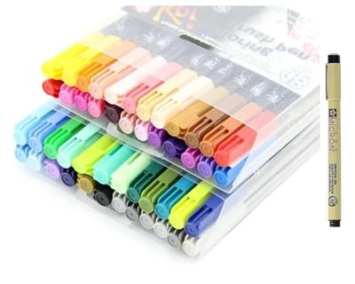 Fineliner sakura pigma micron 6 stuks met brushpen