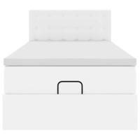 Ottomaanse bed met matras 90x200cm kunstleer wit - thumbnail