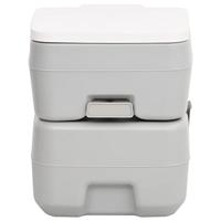 VidaXL Campingtoilet draagbaar 20+10 l hdpe grijs en wit - thumbnail