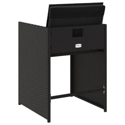 Tuinstoelen 4 st met kussens poly rattan zwart - thumbnail