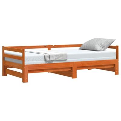 Slaapbank onderschuifbed zonder matras 90x190 cm hout wasbruin - thumbnail