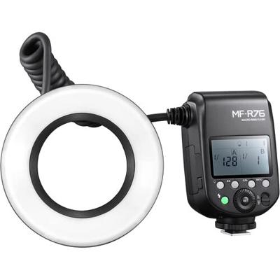 Godox MF-R76 macro ringflitser met afzonderlijke flitsbuisregeling en 8 adapterringen