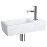 Fonteinset Differnz Helios 37.5x18.5x9.5 cm Marmer Wit Met Rechte Kraan Chroom - thumbnail