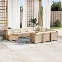 11-delige Tuinset met kussens poly rattan beige - thumbnail