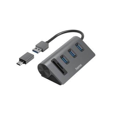Hama USB 3.2 Gen 1-hub 5 poorten Met ingebouwde SD-kaartlezer, Met USB-C stekker Grijs Hama USB 3.2 Gen 1-hub 5 poorten Met ingebouwde SD-kaartlezer, Met USB-C stekker Grijs