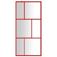 VidaXL Inloopdouchewand transparant 90x195 cm esg-glas rood - thumbnail