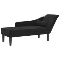 Chaise longue met kussens fluweel zwart - thumbnail