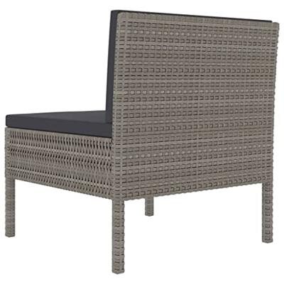 Tuinstoelen 3 st met kussens poly rattan grijs