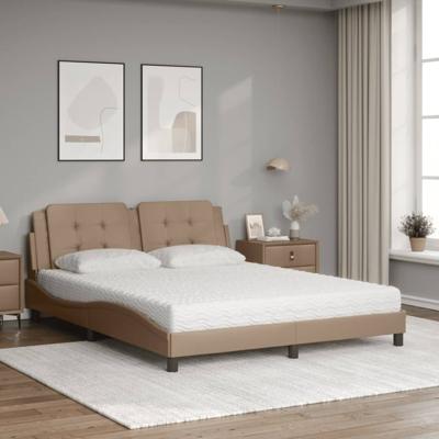Bed met matras kunstleer cappuccinokleurig 80x200 cm