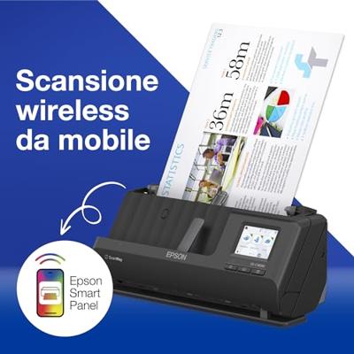 Epson ES-C380W compacte A4-documentscanner met Wi-Fi-connectiviteit en U-traject