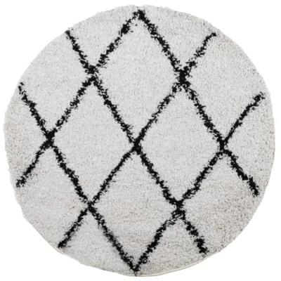 VidaXL Vloerkleed pamplona shaggy hoogpolig ø 80 cm crème en zwart