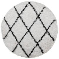 VidaXL Vloerkleed pamplona shaggy hoogpolig ø 80 cm crème en zwart - thumbnail