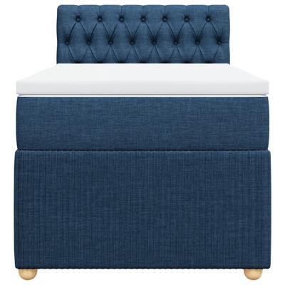 Boxspring met matras stof blauw 90x190 cm
