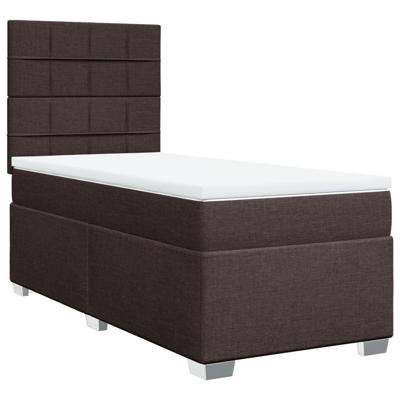 Boxspring met matras stof donkerbruin 140x200 cm