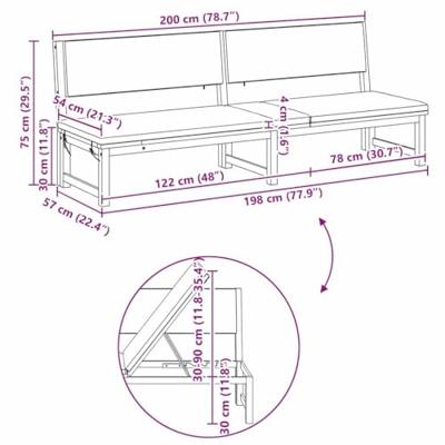 Ligstoel 1-persoon Bruin 200 x 57 x 75cm Massief acaciahout