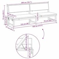 Ligstoel met kussen Bruin 200 x 57 x 75cm Massief acaciahout - thumbnail