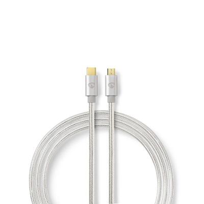 USB 2.0-Kabel voor Synchroniseren en Opladen | Verguld 3,0 m | USB C Male naar USB B Male-Kabel | Voor Aansluiten van Smartphones en Mobiele Apparaten