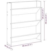 Wandschoenenkast 80x18x90 cm bewerkt hout artisanaal eikenkleur - thumbnail