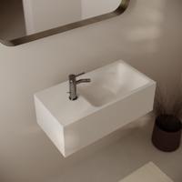 Wastafel Ideavit Solidtetris 60x30x20 cm Met Kraangat Solid Surface Mat Wit - thumbnail