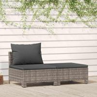 2-delige Loungeset met kussens poly rattan grijs - thumbnail