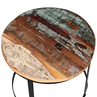 2-delige Salontafelset rond 40/50 cm massief gerecycled hout - thumbnail