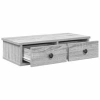 Wandschap met lades 60x25x15 cm bewerkt hout grijs sonoma eiken - thumbnail
