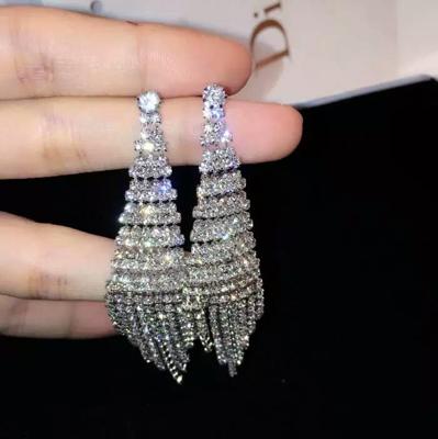 Super Flash Diamond tweekleurige Tassel Earrings voor vrouwen (Silver Stud earings)