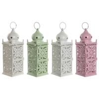 Lantaarn Home ESPRIT Wit Groen Roze Ijzer Orientaals 10 x 10 x 30 cm (4 Stuks) - thumbnail