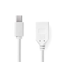 Nedis Mini DisplayPort-Kabel | DisplayPort 1.2 | Mini-DisplayPort Male | DisplayPort Female | 21.6 Gbps | Vernikkeld | 0.20 m | Rond | PVC | Wit | - thumbnail