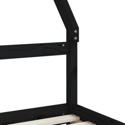 Kinderbedframe met lades 90x200 cm massief grenenhout zwart - thumbnail