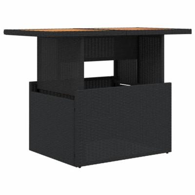 Tuintafel 100x55x73 cm poly rattan en acaciahout zwart Tuintafel 100x55x73 cm poly rattan en acaciahout zwart