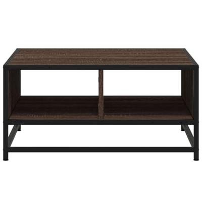 Salontafel 60,5x60,5x30 cm bewerkt hout en metaal bruin eiken