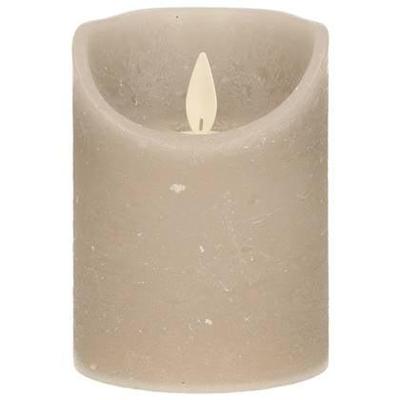 LED Rustiek stompkaars taupe 7,5x10cm