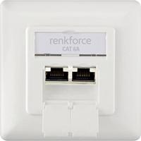 Renkforce Netwerkdoos Inbouw (in muur) Inzet met centraalstuk en frame CAT 6A 2 poorten Wit - thumbnail