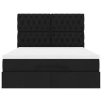 Ottoman bed met matras en LED's 140x190cm stof zwart - thumbnail