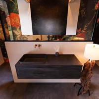 Badkamermeubelset Mondiaz Erin 120 cm met 1 Lade met RIDGE Wastafel Links Urban Zonder Kraangaten Greeploos Mat Antracite - thumbnail