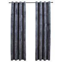 VidaXL Gordijn verduisterend met ringen 2 st 140x245 cm fluweel zwart - thumbnail