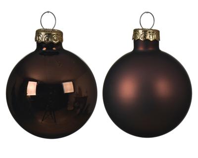 Decoris Kerstballen glas 12st donker bruin 5cm