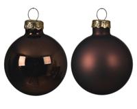 Decoris Kerstballen glas 12st donker bruin 5cm - thumbnail