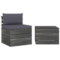 2-delige Loungeset met kussens pallet massief grenenhout - thumbnail