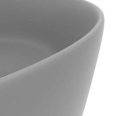 VidaXL Wastafel rond 40x15 cm keramiek mat lichtgrijs