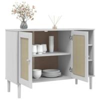 Dressoir SENJA 112x40x80 cm rattan look massief grenenhout wit - thumbnail