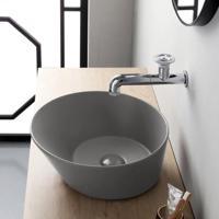 Waskom By Goof Mees Design Opbouw Wastafel Rond 42 cm Mat Grijs - thumbnail