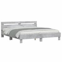 Bedframe met hoofdeinde bewerkt hout betongrijs 180x200 cm - thumbnail