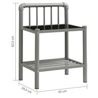 vidaXL Nachtkastje 45x34,5x62,5 cm metaal en glas grijs en zwart - thumbnail