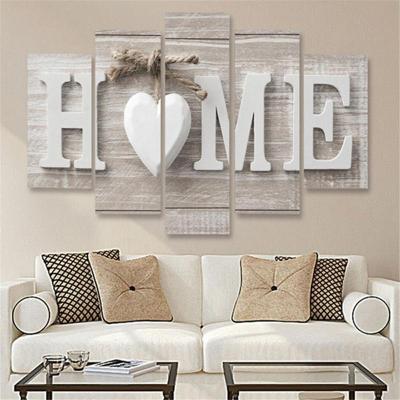 5 stuks canvas afdrukken Love HOME frameless Wall Art Foto's voor huis woonkamer slaapkamer decoratie grootte: 20x35cm x2 20x45cm x2 20x55cm x1