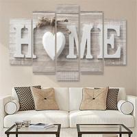 5 stuks canvas afdrukken Love HOME frameless Wall Art Foto's voor huis woonkamer slaapkamer decoratie grootte: 20x35cm x2 20x45cm x2 20x55cm x1 - thumbnail